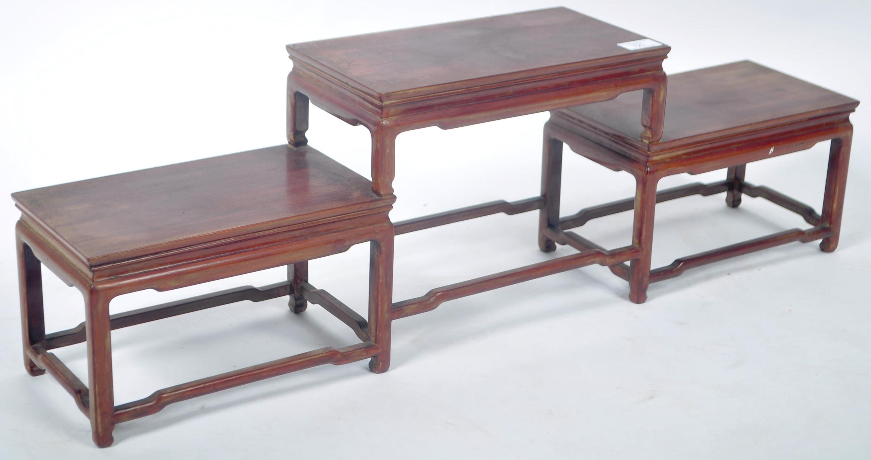 ANTIQUE CHINESE ZITAN WOOD THREE TIER STAND - Image 2 of 6