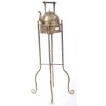 CHARMING 19TH CENTURY AESTHETIC MOVEMENT BRASS KETTLE ON STAND