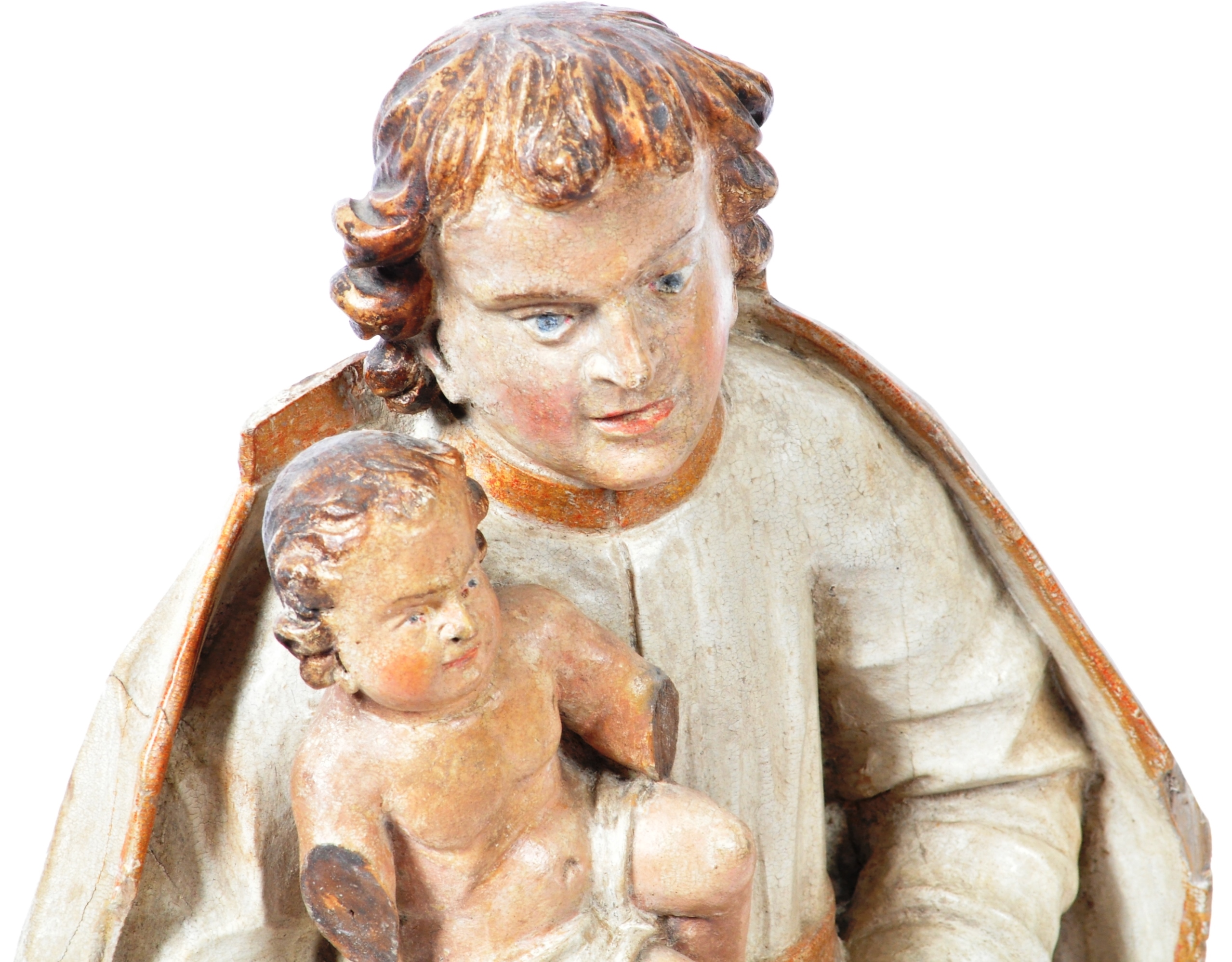 LARGE 18TH CENTURY CARVED FIGURE OF SAINT ANTHONY HOLDING CHRIST - Image 2 of 6