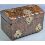 19TH CENTURY ENGLISH PAPIER MACHE BURR EFFECT TEA CADDY