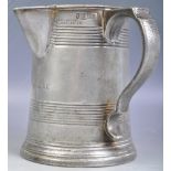 ANTIQUE 19TH LOFTUS PEWTER QUART SIDE HANDLED SPOTTED TANKARD