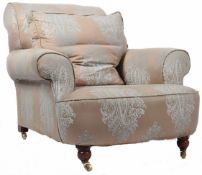 19TH CENTURY HOWARD STYLE SILK DAMASK UPHOLSTERY CHAIR