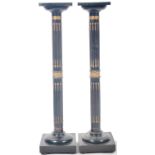 ANTIQUE EBONISED AND BRASS ORMOLU PAIR OF TORCHERES
