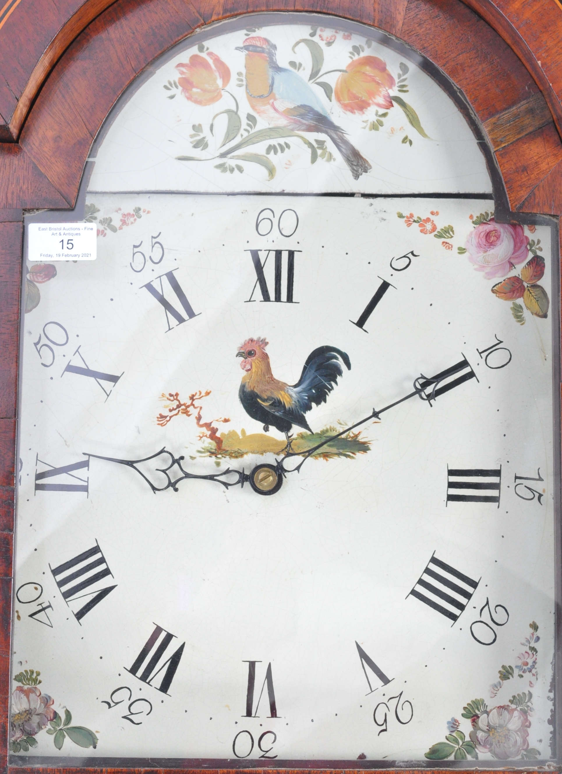 EARLY 19TH CENTURY OAK & MAHOGANY LONGCASE CLOCK - Image 3 of 12