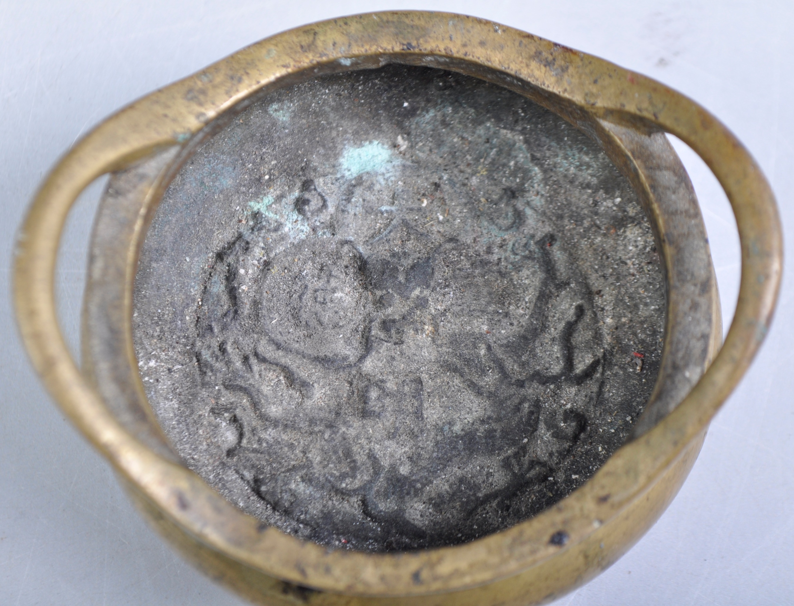 ANTIQUE CHINESE XUANDE MARK BRONZE CENSER DING PRAYER BOWL - Image 3 of 5