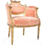 ANTIQUE FRENCH GILTWOOD PINK UPHOLSTERY BEDROOM CHAIR