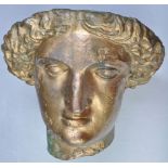 UNDOCUMENTED 19TH CENTURY GILT BRONZE HEAD OF MINERVA