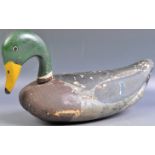 19TH CENTURY HAND CARVED AND PAINTED MALLARD DECOY DUCK