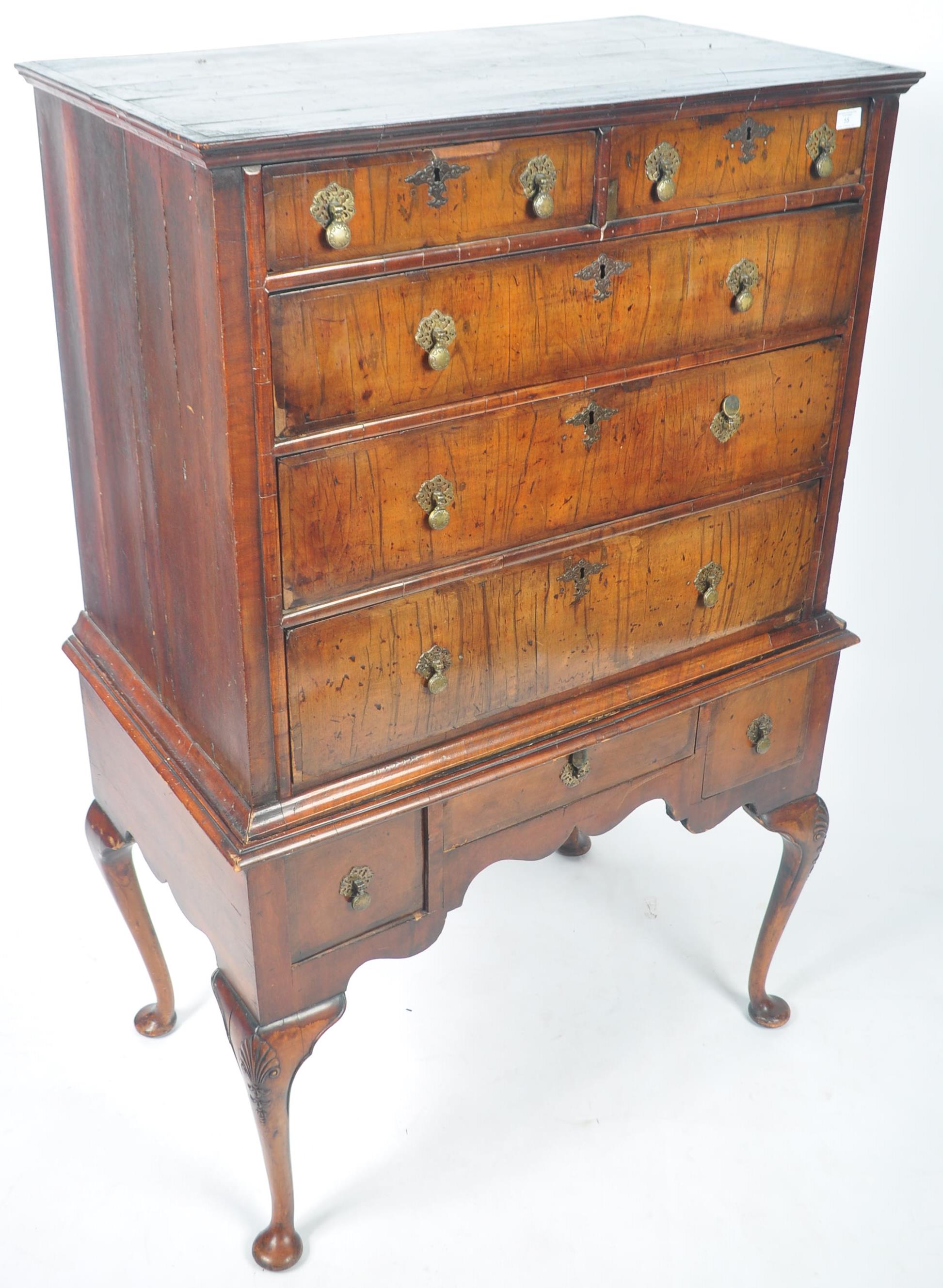 ANTIQUE 18TH CENTURY GEORGIAN WALNUT CHEST ON STAND - Image 2 of 10