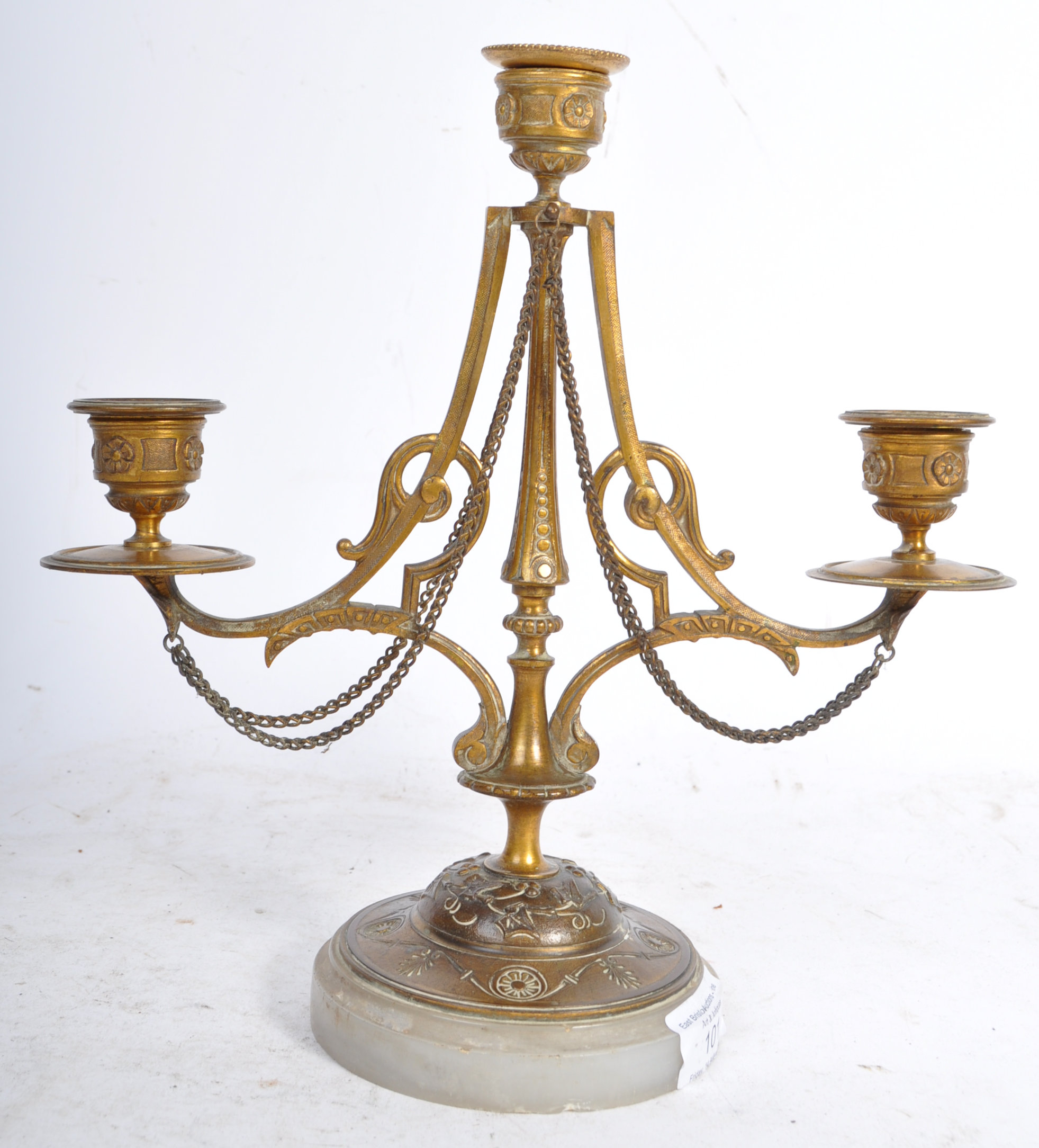 PAIR OF 19TH CENTURY BRONZE AND MARBLE CANDLESTICKS - Image 3 of 6