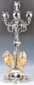 BEAUTIFUL SILVER PLATE AND GILT CENTERPIECE CANDELABRA