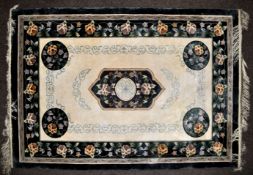 EARLY 20TH CENTURY CHINESE WOOL AND SILK WOVEN CARPET FLOOR RUG