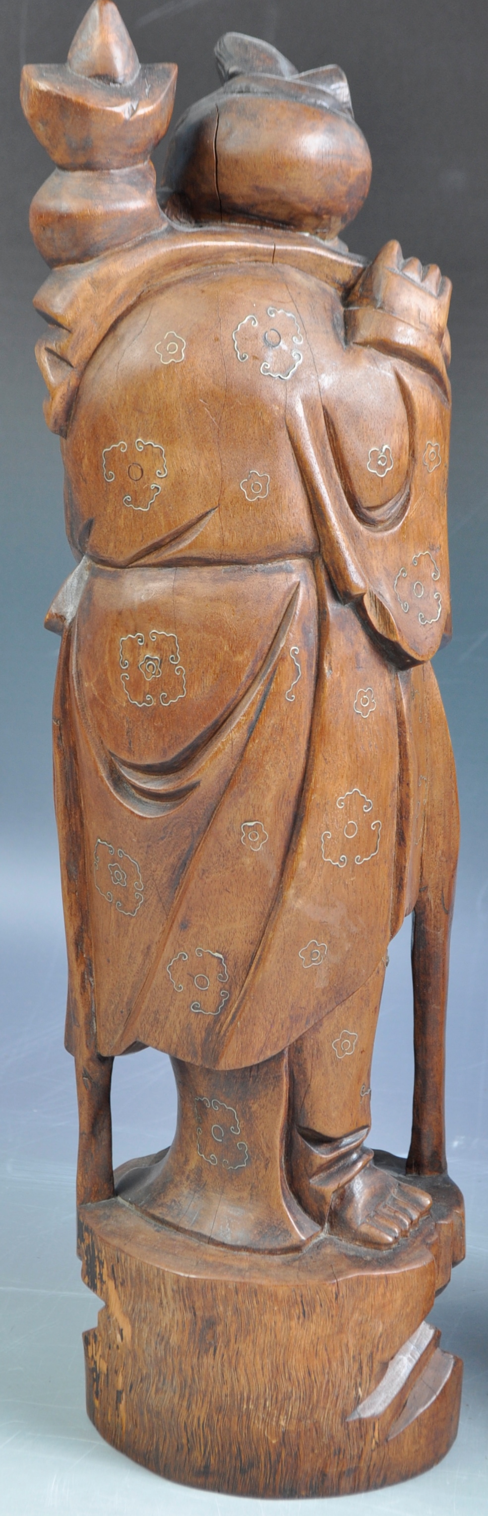 19TH CENTURY CHINESE HARDWOOD FIGURES WITH SILVER INLAY - Image 9 of 10