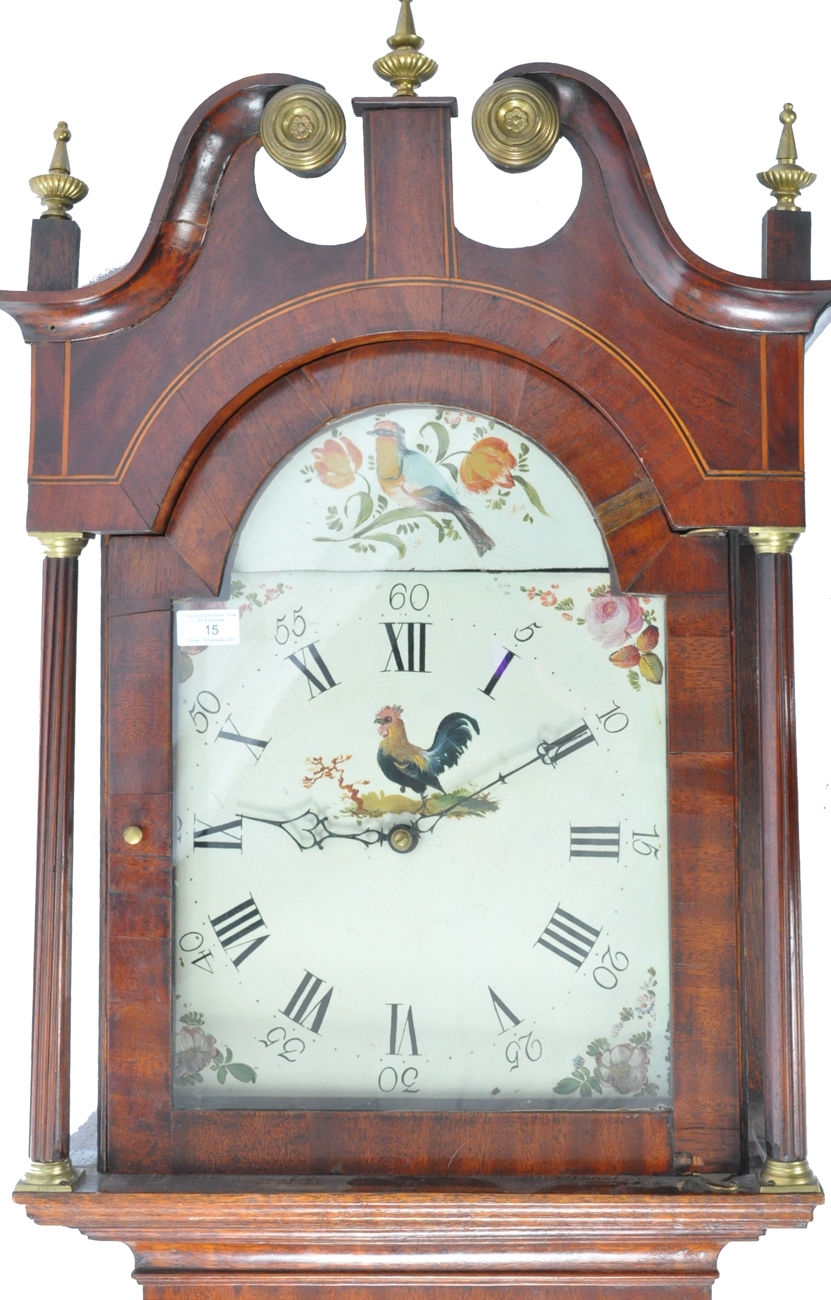 EARLY 19TH CENTURY OAK & MAHOGANY LONGCASE CLOCK - Image 2 of 12