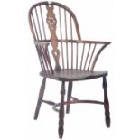 18TH CENTURY GEORGIAN YEW AND ELM WINDSOR ARMCHAIR