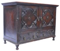 ANTIQUE VICTORIAN JACOBEAN REVIVAL OAK SIDEBOARD CREDENZA