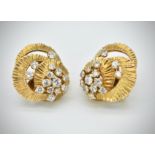 Pair of 60's Kutchinsky 18ct Gold & Diamond Earrings