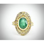 18ct Gold Emerald & Diamond Ring