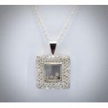 14ct White Gold Chopard Style Diamond Pendant & Neckace