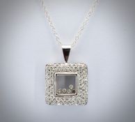 14ct White Gold Chopard Style Diamond Pendant & Neckace