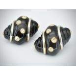 Pair of 18ct Gold Onyx Turbo Shell Earrings