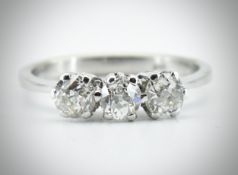 18ct White Gold & Three Stone Diamond Ring