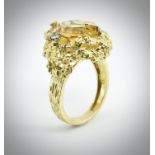 Alan Martin Gard - 18ct Gold Citrine Diamond Ring 1968