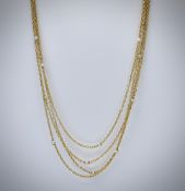 French 18ct Gold & Pearl Four Strand Necklace