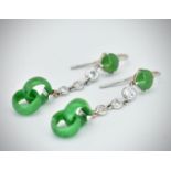 Pair of Jade & Diamond Earrings