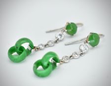 Pair of Jade & Diamond Earrings