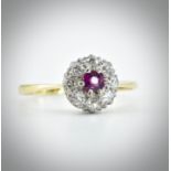 18ct Gold Ruby & Diamond Cluster Ring