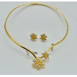 22ct Gold Hallmarked Collar Necklace & Earrings Suite - Parure