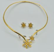 22ct Gold Hallmarked Collar Necklace & Earrings Suite - Parure