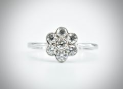 18ct White Gold & Diamond Cluster Ring