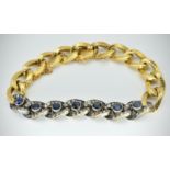 French Sapphire & Diamond Curb Chain Bracelet