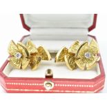 French 18ct Gold & Diamond Ear Clips