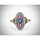 18ct Gold Ruby Diamond & Sapphire Ring