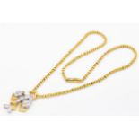 A Hallmarked Kutchinsky 18ct Gold & Diamond Pendant Necklace