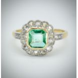 18ct Gold Emerald & Diamond Ring