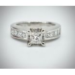 14ct White Gold & Diamond Princess Cut Channel Set Ring