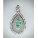 18ct Gold Emerald & Diamond Necklace Pendant
