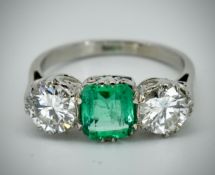 Platinum Colombian Emerald & Diamond Ring