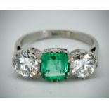 Platinum Colombian Emerald & Diamond Ring