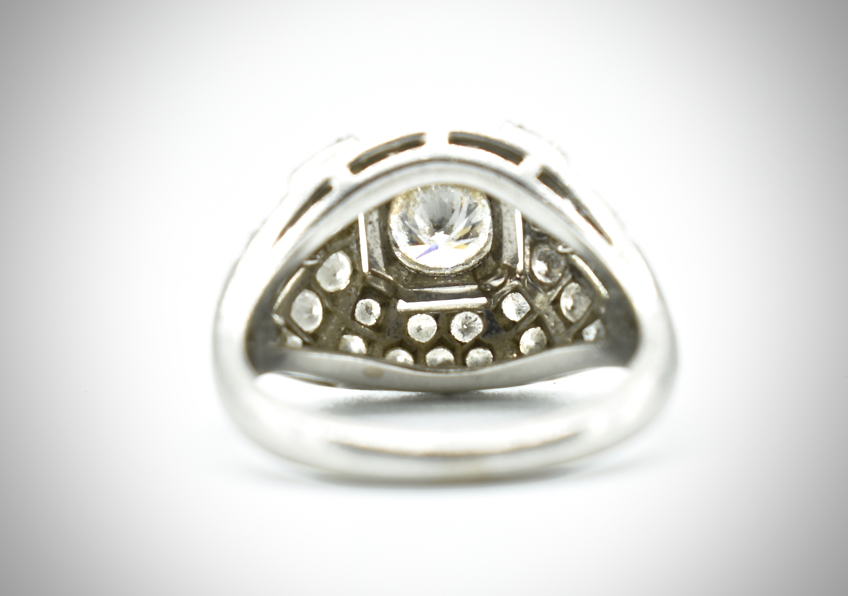 French Platinum & Diamond Bombe Ring. - Image 3 of 4