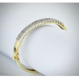 A 14ct Gold & Diamond Pave Fronted Bracelet - Bangle