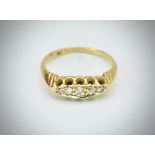 18ct Yellow Gold & Diamond Five Stone Gypsy Ring