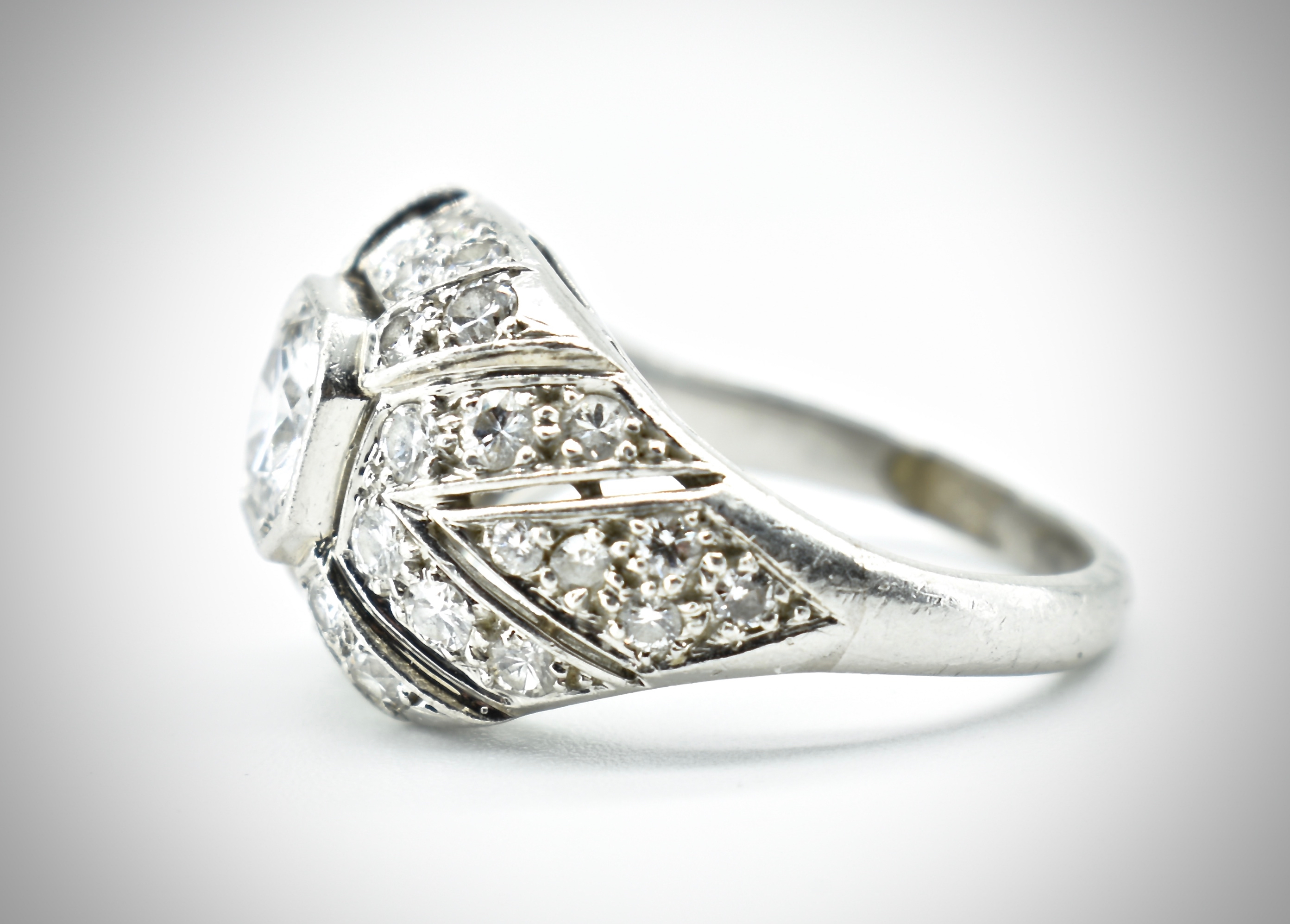 French Platinum & Diamond Bombe Ring. - Image 2 of 4