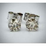 Pair of 14ct White Gold And Diamond Stud Earrings