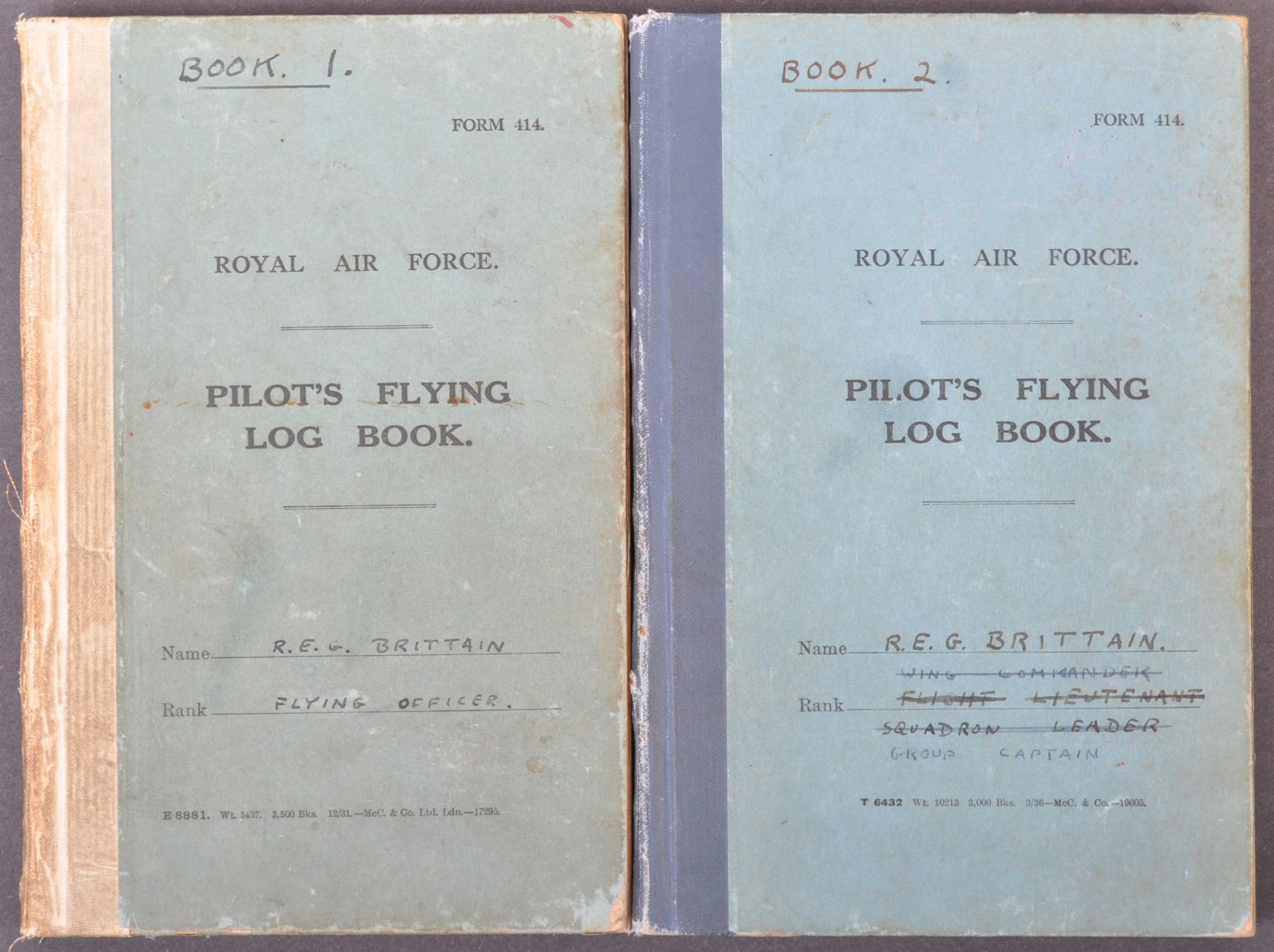 WWII SECOND WORLD WAR INTEREST PILOT'S FLYING LOG BOOKS