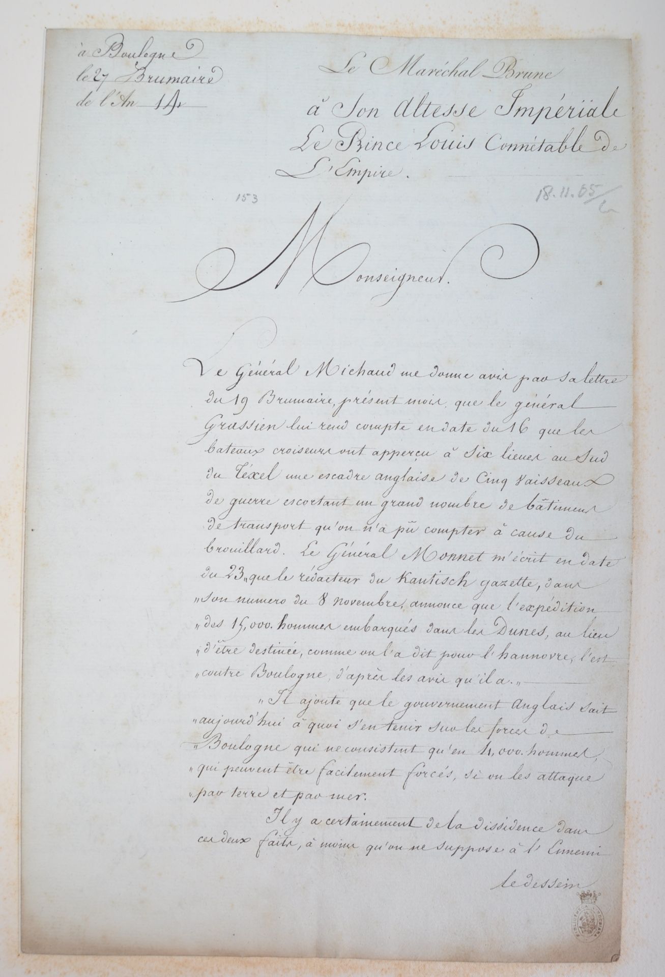 NAPOLEONIC WARS - EXCEPTIONAL COLLECTION OF LETTERS - Image 125 of 216